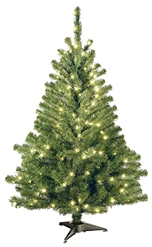 National Tree Company 4 ft Pre-Lit Kincaid Spruce Mini Artificial Christmas Tree, 100 Clear Lights, 269 Tips, Includes Stand, Green