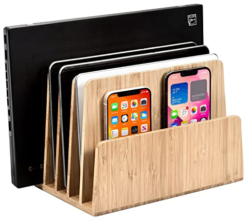 MobileVision Bamboo Multi Device Organizer for Smartphones, Tablets and Laptops, 5 Slots