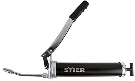 STIER Handhebel-Fettpresse für vielseitige Schmierarbeiten, kompatibel mit gängigen Fettkartuschen, inklusive robustem Metallrohr für präzises Arbeiten