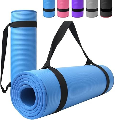 MAXSTRENGTH Yoga Matte Physio Matte Extra Dick 15 mm rutschfeste Pilates Workout NBR Gymnastikmatte auch ideal als Camping und Picknick Matte Extreme Comfort Mat Schwarz/Blau/Rot/Pink, blau