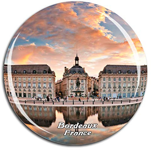 Weekino France Royal Square Lo Specchio d'Acqua Bordeaux Calamità da frigo 3D Cristallo Bicchiere Tourist City Viaggio Souvenir Collezione Regalo Forte Frigorifero Sticker