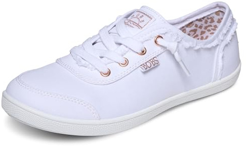 Skechers Women's Bobs B Cute Sneaker – Memory Foam, Flexible Outsole, Lightweight Vegan Shoes, White, 7.5 Wide