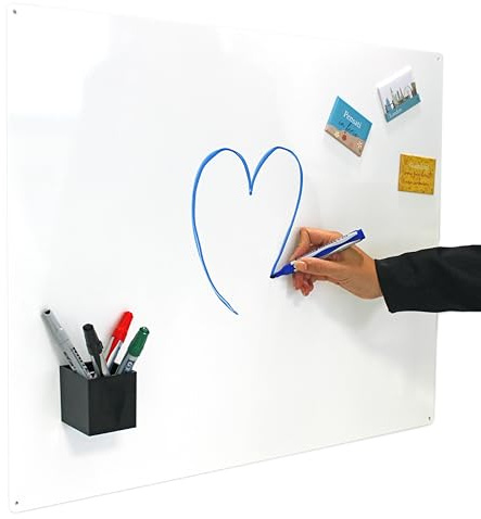 KalaMitica, Pizarra Magnética Blanca de Pared para Oficina, Escribible y Borrable, Tablero Imantado para Imanes, Blanco Brillante, 74x57 cm