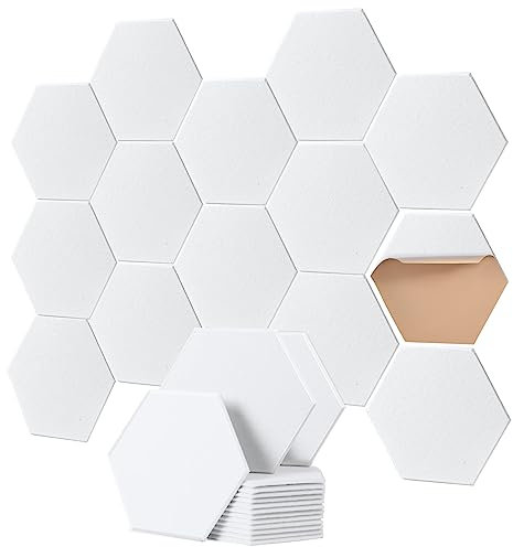 Pack de 12 Panneaux Acoustiques Hexagonaux Auto-Adhésifs en Mousse à Haute Densité pour la Décoration et l'Insonorisation des Murs, Portes et Plafonds - Traitement Acoustique Phonique Efficace