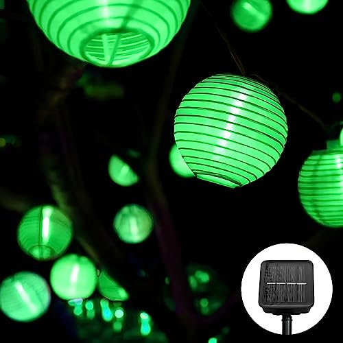 Guirlande Solaire Extérieure Ausolee,5.5M 20 LED Lampion Exterieur,avec 8 Modes & IP65 Imperméable Lampe Decorative,guirlande Solaire Idéal Pour Jardin, Terrasse, Balcon, Mariage (vert)