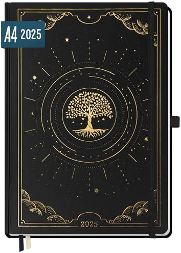 Häfft® Wochen-Notiz-Kalender 2025 A4 Tree of Life Buchkalender, Terminplaner Notiz-Timer, Wochenkalender, Organizer, Terminkalender mit Einstecktasche - nachhaltig & klimafreundlich