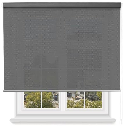 MERCURY TEXTIL- Estor Enrollable Screen Apertura 5% Proporciona Intimidad. Estor Screen para Puertas y Ventanas. Aislante Térmico, Translucidos.Instalación en Pared y Techo (90x200cm, Antracita)