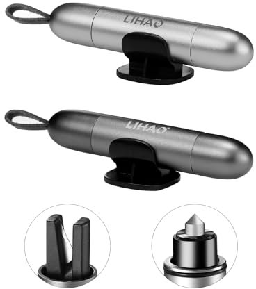 LIHAO Gurtschneider Notfallhammer fürs Auto Nothammer Auto mit Fensterhammer Sicherheitshammer 2 Stück 2in1 Notfall Pannenwerkzeug