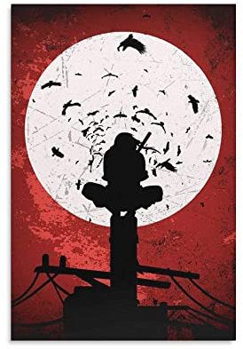 JINLIMAO Quadro A Olio su Tela 30 * 50CM Senza Cornice Itachi Uchiha Bloodmoon Poster Decorazione Soggiorno Camera da letto Pittura