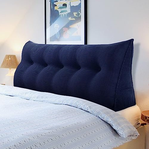 Triangelkudde kil huvudgavel stöd kudde set med avtagbart skydd marinblå 80 × 50 × 20 cm