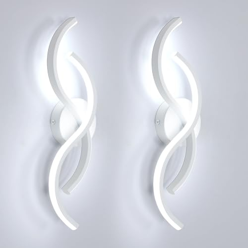 Toolight 2 Pezzi Applique Parete Interno, 15W 1687LM Lampada da Parete LED Moderna, Lampada da Muro Camera da Letto in Alluminio per Soggiorno Scale Corridoio, Bianco Freddo 6500K, Bianco, 41CM