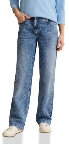CECIL Damen B378809 Glitzernde Wide Leg Jeans, Light Blue Used Wash, 32W / 32L EU