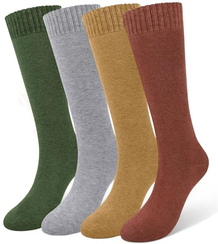 Beaulov 4 Paar Damen Kniestrümpfe Fluffy Stulpensocken Winter Warm & Weich Skisocken für Damen Lange Strümpfe Nur die Kniestrümpfe Knee High Socks Thigh High Socken Lang