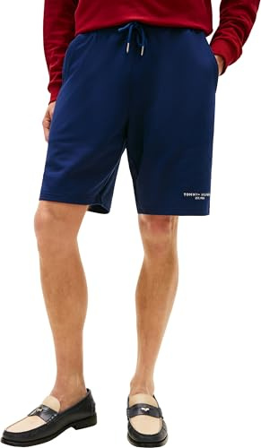 Tommy Hilfiger Lounge Shorts Hombre Logo Sweatshort Corto, Azul (Carbon Navy), XL