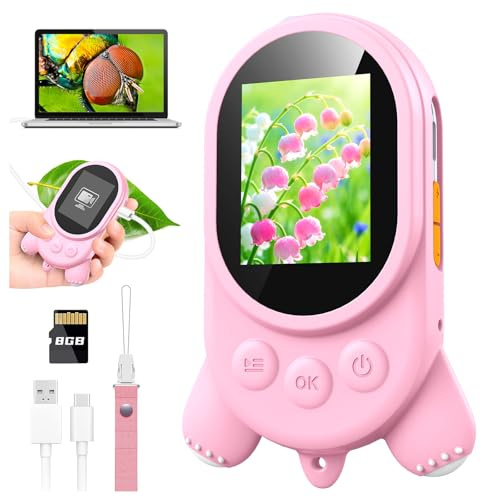 Microscope Numérique pour Enfants avec Écran IPS 2.0 Pouces, 8 Lumières LED, Rechargeable Mini Microscope Extérieur à Partir de 3 à 12 Ans