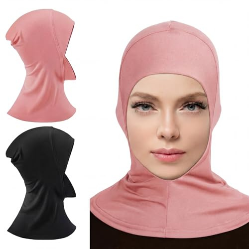 Geyoga 2 Pcs Modal Adjustable Muslim Hijab Ninja Cap 2Color