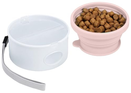 Cuenco Plegable para Perros – Plato de Viaje de Silicona para Mascotas con Soporte Integrado para de excrementos, Cuenco Ligero y portátil para Senderismo, Camping, mochileros y Aventuras al