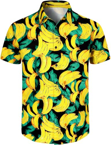 COSAVOROCK Chemise Hawaïenne pour Homme Aloha Fleurs Floral Shirts