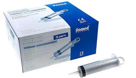 Romed Blasenspritze 100 ml, Spar-Pack: 25 Stück, 3-teilig, steril verpackte Einmalspritze