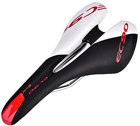 2Colors Pu Leather Bike Cycling Saddle Mountain Bike Comfortable with Soft Cushion for Women Men Cycling?¡§o?Fit for Road Bike and Mountain Bike(Black & White) Mountain Bike