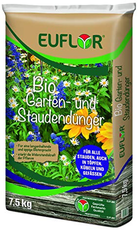 Euflor Bio Garten- und Staudendünger 7,5kg• Organischer NPK-Dünger 6+3+8•Optimal für alle Gartenpflanzen•Organischer Naturdünger Langzeitwirkung•Für den Einsatz im ökologischen Landbau geeignet