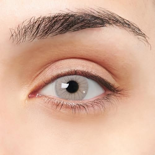 Opal VIP Lenti a contatto colorate grigie extra chiaro design super realistico 2 pezzi Annuali + kit con astuccio, pinzette e ventosa in silicone