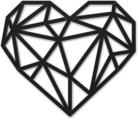 Beautiwall Geometrisches Herz Moderne Wanddeko Metall Schwarz - Beschichtete Wandschmuck Metallbilder - Wohnzimmer Badezimmer Schlafzimmer Wand Deko Metalldekoration