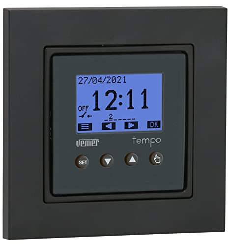 VEMER VE787501 TEMPO-INT - Interruttore Digitale per Programmazione Oraria o Astronomica, Timer ideale per Tapparelle, Luci, Cancelli, Installazione su Scatola da Incasso Rotonda, Bianco e Grigio