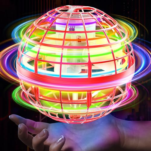 Fesbt Flying Orb Ball 2025 Boomerang Hover Ball Galatic Fidget Spinner Mini Drone Cool Toys Birthday Gift Ideas for 6 7 8 9 10+ Year Old Boys Girls Teens Indoor Outdoor (Red)