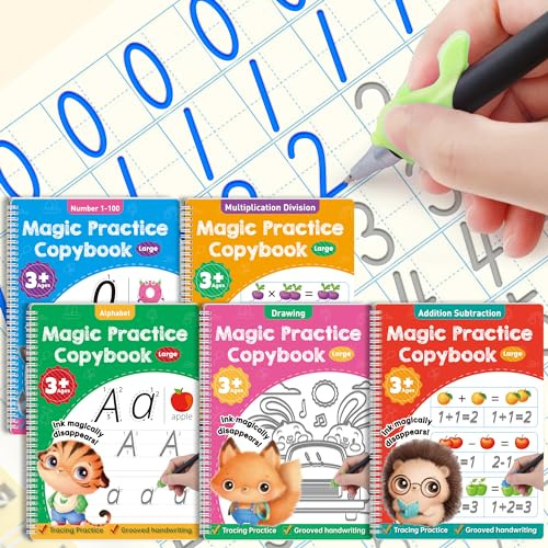 Large Magic Grooved Writing Practice Books for Kids 3-8 Learn to Write