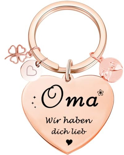 Tecreo Oma Geschenk Beste Oma Schlüsselanhänger Oma Wir Haben Dich Lieb Muttertag Geschenk Geburtstag Geschenk von Enkelin an Oma, Rosegold