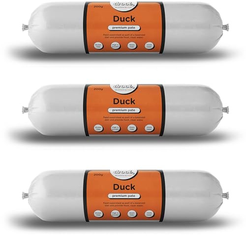 Drool Pet Products | Premium 3 x Duck Dog Pate Tube Roll | Grain-Free High Protein Dog Food | Triple Pack 3 x 200g
