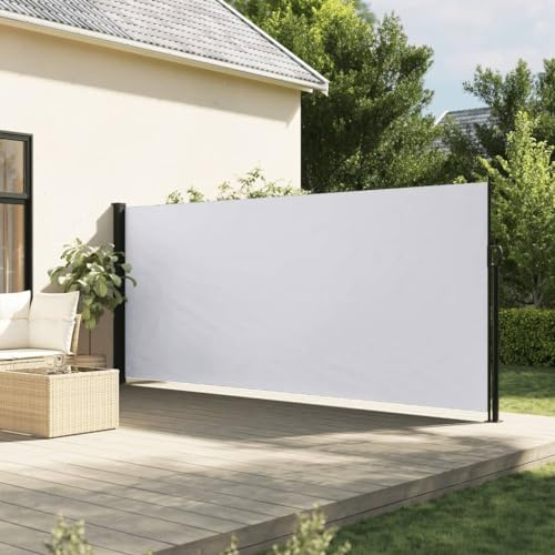 Homgoday Tenda da Sole Laterale Retrattile Bianco 160x500 cm, Mobili Tenda da Esterni per Privacy, Tenda per Giardino Balcone, Tenda da Sole per Esterno, Tenda Laterale per Terrazzo Esterna
