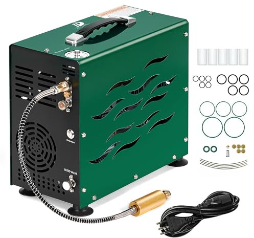 TUDIVING - 4500 PSI/300 bar luftkompressor | 800 W tvåcylindrig kompressor för PCP-luftgevär | Snabb uppblåsning | Automatisk avstängning | Högtryckskompressor för stridsvagnar/vapen