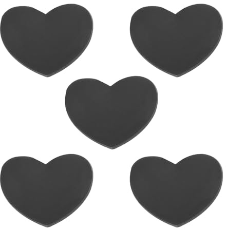 YELARXI Racchetta da tennis antivibrazioni in morbido silicone ammortizzante, adatta per corde di racchette da tennis, a forma di cuore (nero, 5 pezzi)