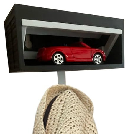 Car Garage Key Holder with Opening Door, Key Boxes Wall Mounted, Garage Keys Storage with Coat Hooks, Easy to Install, Wall Mount Keys Organizer, Suitable for Entryway, Hallway, 10.7×5.7×6.4cm