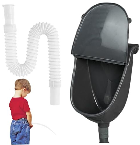 Plastikurinale für Männer wand montiert geruchlose wasserlose Urinal mit Deckel und Spülen, wiederverwendbare männliche Toilette für Hausgartenwohnheim Wohnmobil, Schwarz, Schwarz