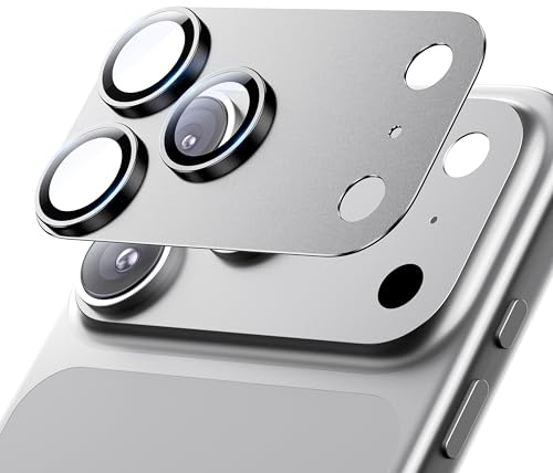 Hoerrye für iPhone 17 Pro Kameraschutz - [12FT Zersprungsicher Militärqualität] [Starke Adsorption] Metall 9H+ gehärtetes Glas Kamera-Display Vollschutzabdeckung Hülle-kompatibel, Weiß