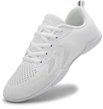 SECHRITE Cheerleader skor, vita, flickor, kvinnor, nät, dansssneakers, cheerleading, cheer, sneakers, lätta, ventilerande, tennis, flexibel, jazzlina, dans, sneakers