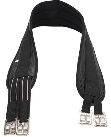 TOPINCN Sangle équestre, Sangle de Selle de Cheval Profilée avec Boucle à Rouleau et Bandes élastiques Haute Résistance, pour L'équitation et Confortable (115CM)