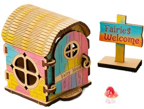 Casette per uccelli in legno per bambini, kit casetta per uccelli per bambini da costruire, casetta per uccelli in legno da dipingere, set di artigianato in legno, kit fai da te per casa delle fate