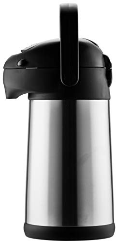 Helios Edelstahl-Pumpkanne 2,5L – 360° Drehmechanismus – 6 H Heiß – Einfache Pumpfunktion – Bruchsicher und Transportfreundlich