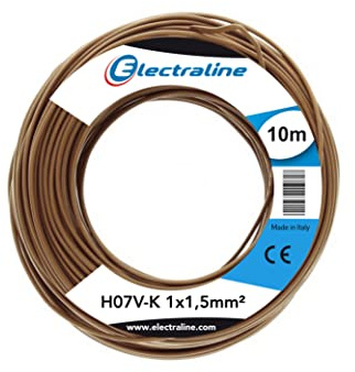 Electraline 15081, N07V-K Cable, Sección 1x1.5 mm, 10m, Marron