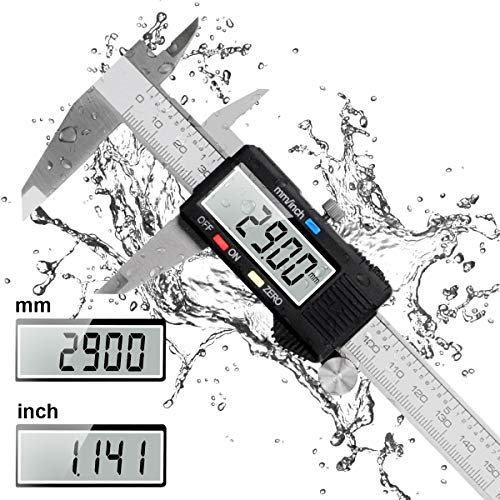 Pied à Coulisse, Orthland Pied Coulisse Didital 150mm en Acier Inoxydable avec Écran LCD Étanche à la Poussière avec Batterie, Outils de Mesure Pour la Maison et l'industrie Conversion Pouces/Métrique