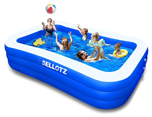 SELLOTZ Inflatable Pool for Kids and Adults, 120 X 72 X 22 Oversized Thickened Family Swimming Pool for Toddlers, Outdoor, Garden, Backyard, Summer Water Party