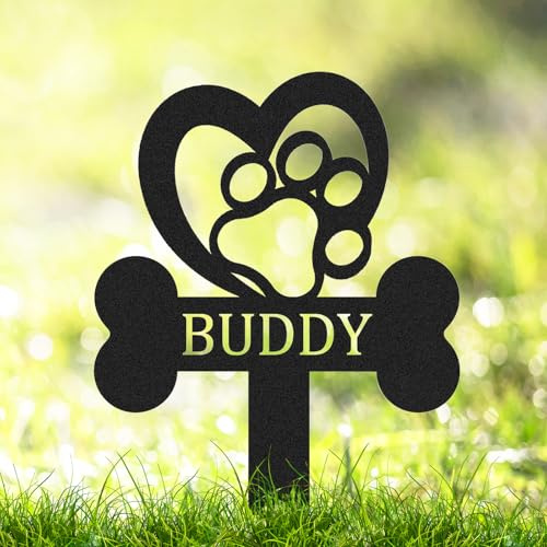 Personalized Custom Dog Memorial Sign, Outdoor Grave Marker with Dog Paw, Heart & Claw Design, Pet Sympathy Gift