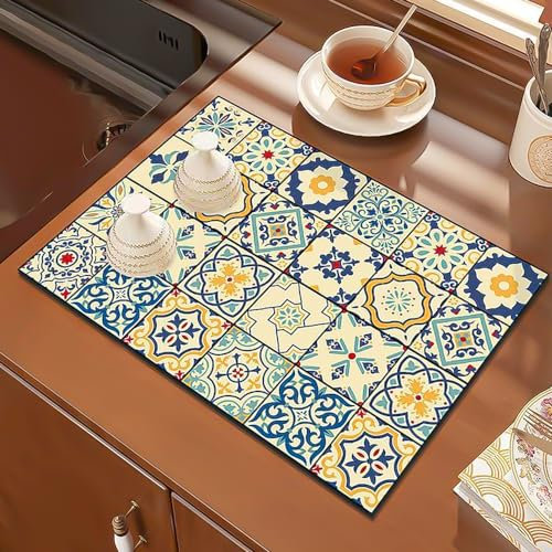 SLTAXAR Unterlage Kaffeemaschine 40x60 Abtropfmatte für Geschirr Schnelltrocknend Saugfähige Unterlage für Kaffeemaschine Trockenmatte küche rutschfest Spülbeckenmatte Abtropfmatte für Küche Spüle Bad