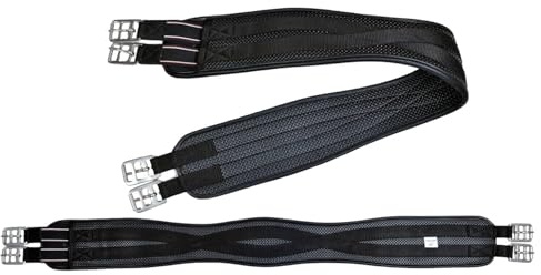 Preto New Synthetic Girth Jumping Horse Saddle Soft Waffel Embossed Neoprene Padded Equine Elasticated End Anatomical Anti-Chaff Anti-Gall Double Tape Reinforced Strong Durable Washable