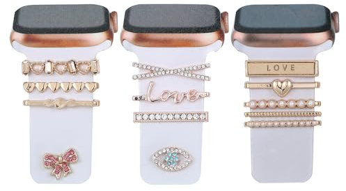 13 PCS Charm Rings for Smartwatch Watch Band Metal Decorative Rings Accessories Decorative Ring Loops Smart Watch Band Charms Metal Shiny Accessories Compatible for Smart Watch (not Band or Watch)