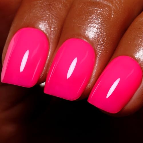 Ozzeal Neon Gel Polish, Hot Pink Gel Nail Polish Spring Summer Soak Off LED UV Gel Nail Polish Art Starter Manicure Salon DIY Nail Gel Polish 0.5 Fl Oz